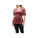 キヨナ レディース カットソー トップス Plus Size Park Avenue Velvet Peplum Top Mauve rose(4)