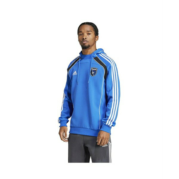 アディダス メンズ パーカー・スウェットシャツ アウター Men's Blue San Jose Earthquakes 2025 Travel Pullover Hoodie Blue