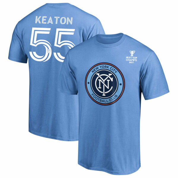 ファナティクス メンズ Tシャツ トップス New York City FC Fanatics Branded 2021 MLS Cup Champions Custom Name & Number TShirt Sky Blue