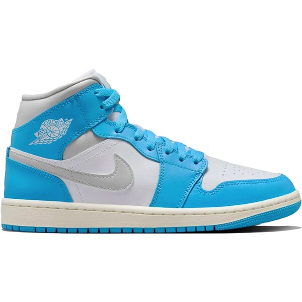 Jordan ジョーダン レディース スニーカー 【Jordan 1 Mid Dark Powder Blue White Sail Neutral Grey ..