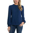 セセ レディース カットソー トップス Women's Long Sleeve Smocked Cuff Pin-Tuck Front Blouse Night Horizon