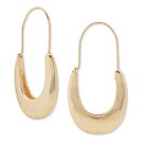 ラッキーブランド レディース ピアス＆イヤリング アクセサリー Gold-Tone Hammered Modern Hoop Earrings, 1-1/4