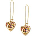 ゲス レディース ピアス＆イヤリング アクセサリー Gold-Tone Rainbow Pavé Logo Heart Linear Drop Earrings Gold