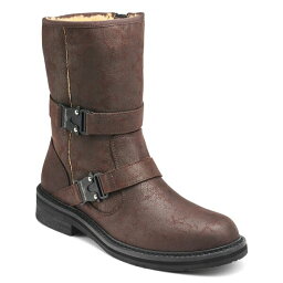 カールラガーフェルド メンズ ブーツ シューズ Karl Lagerfeld Men's Double Buckle Tire Tread Sole Boot Brown