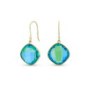 楽天astyブリング レディース ピアス＆イヤリング アクセサリー Classic Elegant Genuine 10K Gold Faceted Briolette Gemstone Bezel Set Square Cushion Cut Blue Peacock Doublet Quartz Dangle Drop Earrings For Women Wire Fish Hook Blue