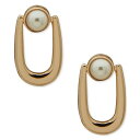 ANC fB[X sAXCO ANZT[ Gold-Tone Link & Imitation Pearl Open Stud Earrings Pearl