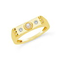 X^[OtH[Go[ fB[X O ANZT[ Women's Sterling Silver Imitation Pearl and Cubic Zirconia Bar Ring Gold-Tone