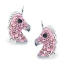 Wj xj[j fB[X sAXCO ANZT[ Pink Pave Crystal Unicorn Stud Earrings set in Sterling Silver PINK