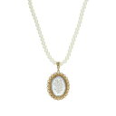 2028 fB[X lbNXE`[J[Ey_ggbv ANZT[ 14K Gold-tone Clear Oval Intaglio Imitation Pearl Strand Necklace White