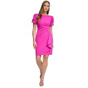 ダナ キャラン ニューヨーク レディース ワンピース トップス Women's Puff-Sleeve Side-Ruched Sheath Dress Pink