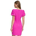 ダナ キャラン ニューヨーク レディース ワンピース トップス Women's Puff-Sleeve Side-Ruched Sheath Dress Pink