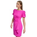 ダナ キャラン ニューヨーク レディース ワンピース トップス Women's Puff-Sleeve Side-Ruched Sheath Dress Pink