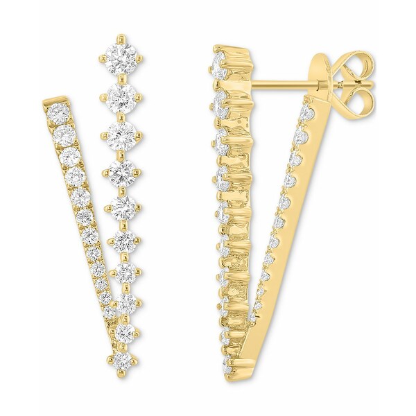 ե 쥯 ǥ ԥ ꡼ EFFY® Diamond V-Shape Drop Earrings (1-1/6 ct. t.w.) in 14k Gold 14K Gold