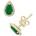 GtB[ RNV fB[X sAXCO ANZT[ EFFY&reg; Emerald (3/4 ct. t.w.) & Diamond (1/10 ct. t.w.) Stud Earrings in 14k Gold Emerald