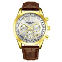 スターリング メンズ 腕時計 アクセサリー Men's Monaco Brown Leather, Silver-Tone Dial, 44mm Round Watch Brown