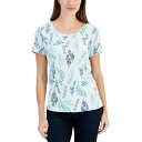 ケレンスコット レディース カットソー トップス Women's Scoop-Neck Short-Sleeve Printed Top, Created for Macy's Beach/ Green