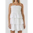 エンドレスローズ レディース ワンピース トップス Women's Spaghetti Smocked Tiered Mini Dress White