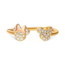 fBYj[ fB[X O ANZT[ Cubic Zirconia Mickey & Minnie Mouse Adjustable Cuff Ring in 18k Gold- & 18k Rose Gold-Plated Sterling Silver Gold Over Silver