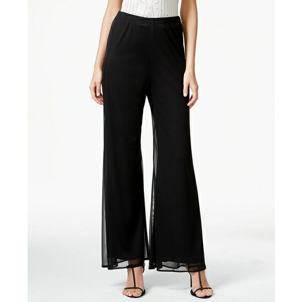 ミスク レディース カジュアルパンツ ボトムス Mesh Wide-Leg Dress Pants, Regular & Petite Sizes Black