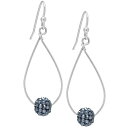 Wj xj[j fB[X sAXCO ANZT[ Pave Crystal Ball on an Open Tear Drop Wire Earrings Set in Sterling Silver. Available in Clear or Gray GRAY