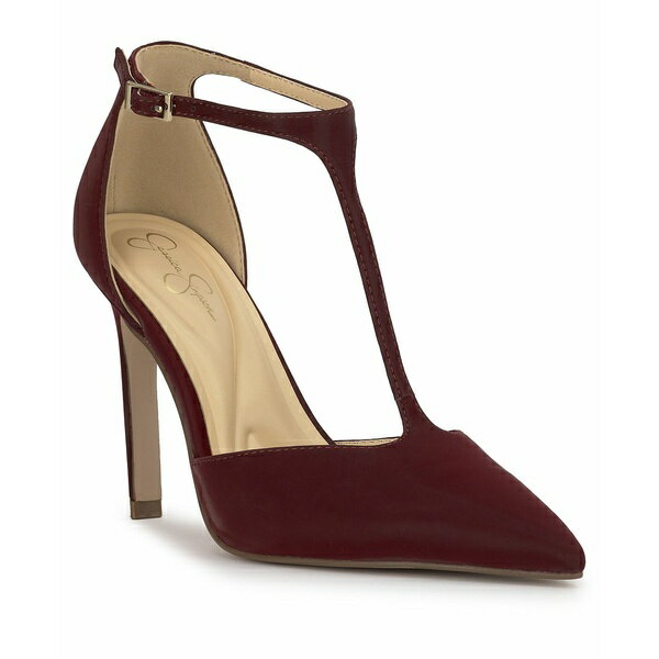 ジェシカシンプソン レディース ヒール シューズ Women's Willna T-Strap Pointed-Toe Pumps Dark Cher..