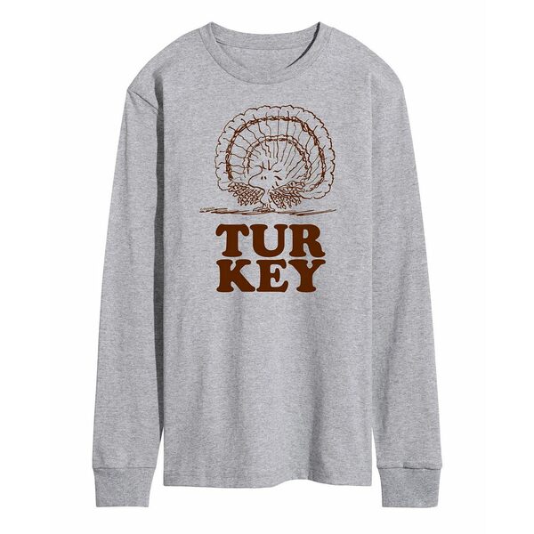 エアウェーブス メンズ Tシャツ トップス Men's Peanuts Turkey Long Sleeve T-shirt Gray