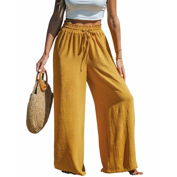 カップシー レディース カジュアルパンツ ボトムス Women's Summer Lovin Drawstring Wide-Leg Pants Yellow