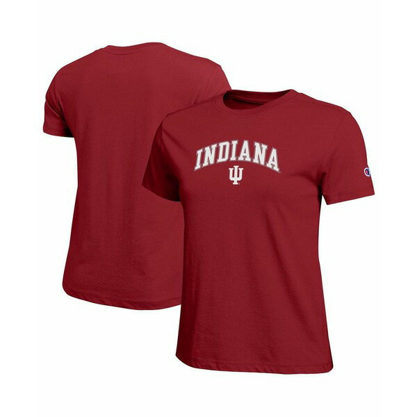 チャンピオン レディース カットソー トップス Women's Crimson Indiana Hoosiers Arched Over Logo T-Shirt Crimson(4)