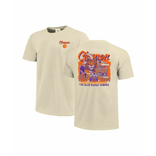 イメージワン メンズ Tシャツ トップス Men's Natural Clemson Tigers Comfort Colors Hand-Drawn Campus Stack T-Shirt Natural