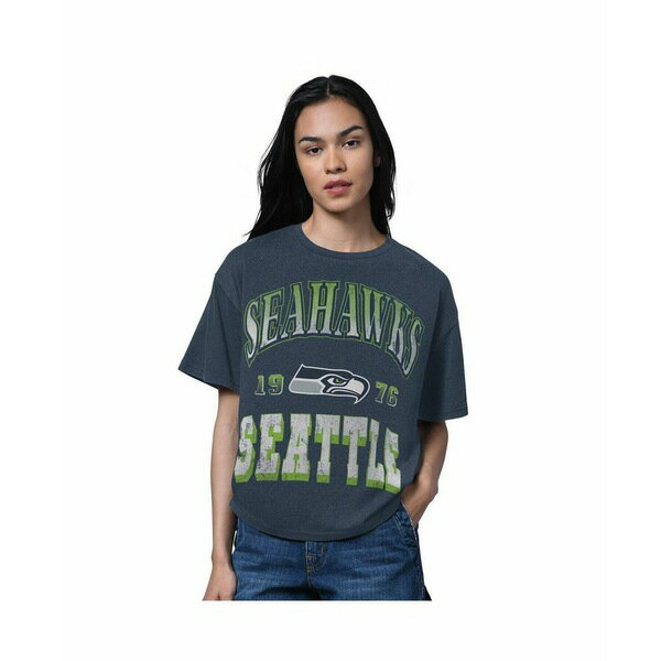 スターター レディース カットソー トップス Women's Heather College Navy Seattle Seahawks Oversize..