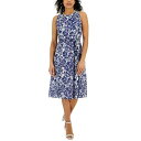 カスパー レディース ワンピース トップス Women's Floral-Print Sleeveless Chiffon Dress Royal Blue/white