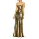マックダガル レディース ワンピース トップス Ieena Foiled Jersey Lace-Up Column Gown antique gold