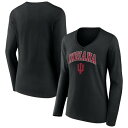 t@ieBNX fB[X TVc gbvX Indiana Hoosiers Fanatics Branded Women's Evergreen Campus Long Sleeve VNeck TShirt Black