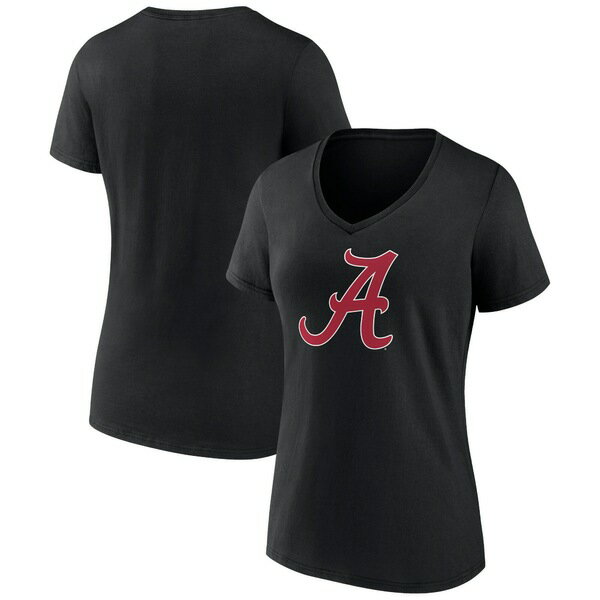 ファナティクス レディース Tシャツ トップス Alabama Crimson Tide Fanatics Women's Team Logo VNeck TShirt Black