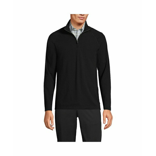 ランズエンド メンズ シャツ トップス Men 039 s Long Sleeve Raglan Social Active Quarter Zip Black