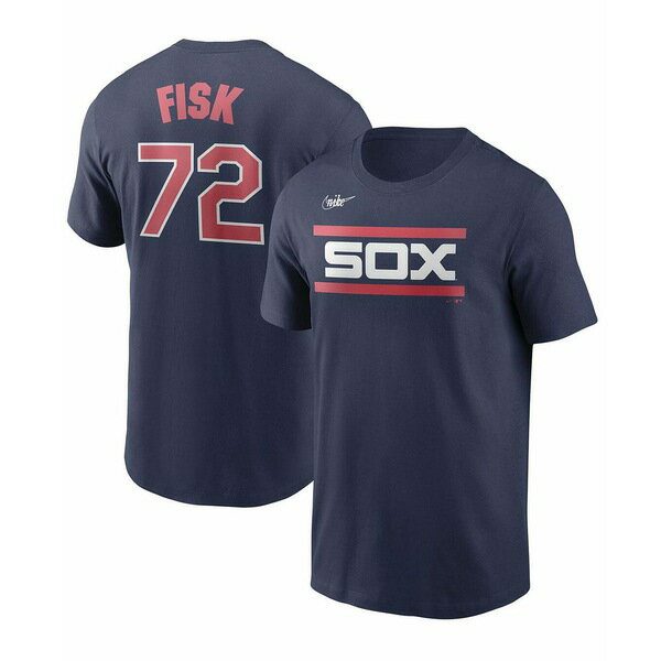 iCL fB[X TVc gbvX Men's Carlton Fisk Navy Chicago White Sox Cooperstown Collection Name and Number T-shirt Navy