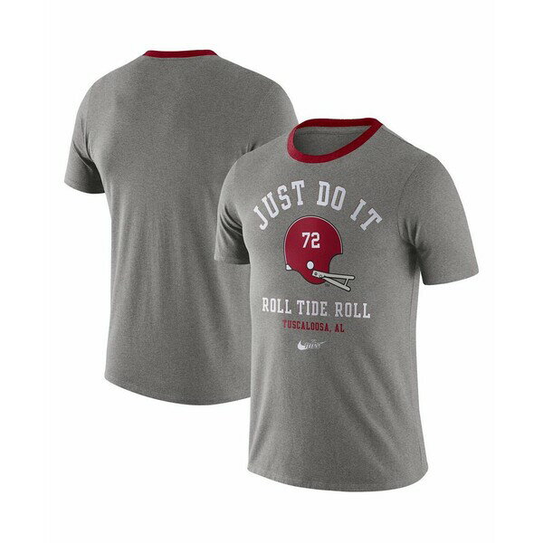 楽天astyナイキ レディース Tシャツ トップス Men's Heathered Gray Alabama Crimson Tide Vault Helmet Tri-Blend T-shirt Heather Gray