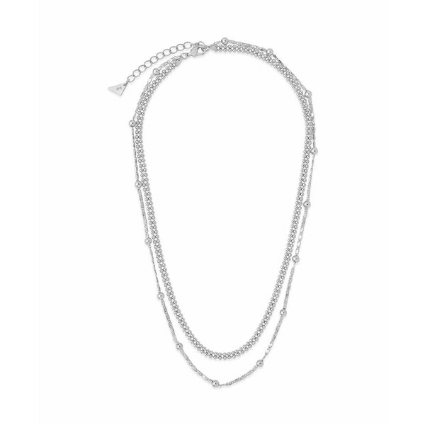 X^[OtH[Go[ fB[X lbNXE`[J[Ey_ggbv ANZT[ Women's Layered Beaded Silver Plated Chain Necklace Silver-Tone