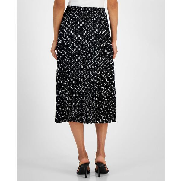 eB[E^n fB[X XJ[g {gX Women's Printed Pleated Pull-On Midi Skirt Dotted Black