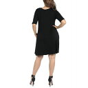 24ZuRtH[g fB[X TVc gbvX Plus Size Knee Length Pocket T-shirt Dress Black