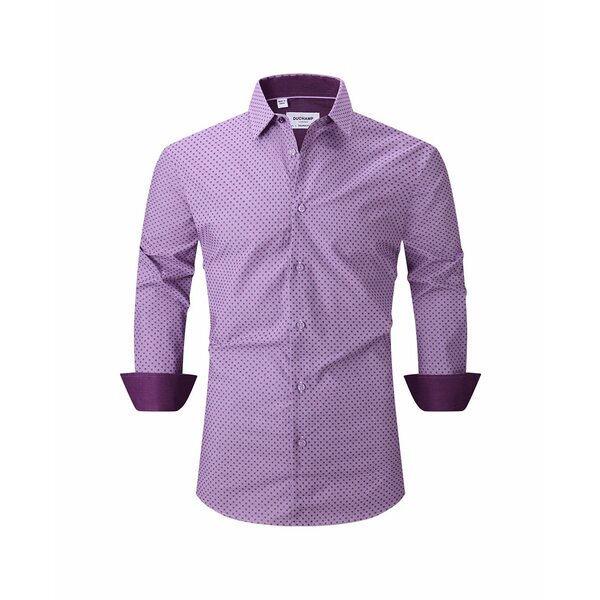 デュシャン メンズ シャツ トップス Men's Fancy Gingham Dress Shirt Plum
