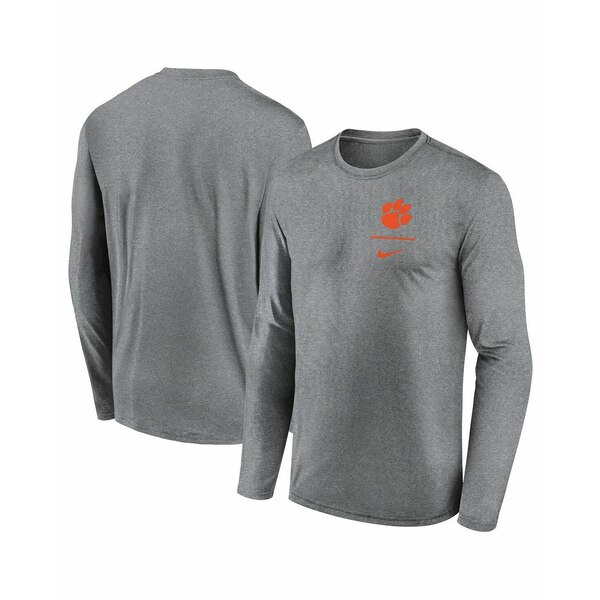 ナイキ メンズ シャツ トップス Men's Heather Gray Clemson Tigers Primary Stack Legend Long Sleeve T-Shirt Heather Gray