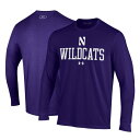 A_[A[}[ Y TVc gbvX Northwestern Wildcats Under Armour Performance Long Sleeve TShirt Purple