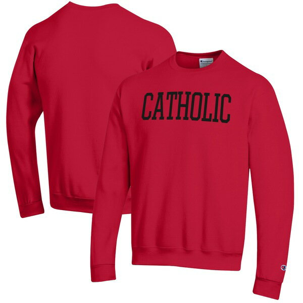 チャンピオン メンズ パーカー・スウェットシャツ アウター Catholic University Cardinals Champion Eco Powerblend Crewneck Sweatshirt Cardinal