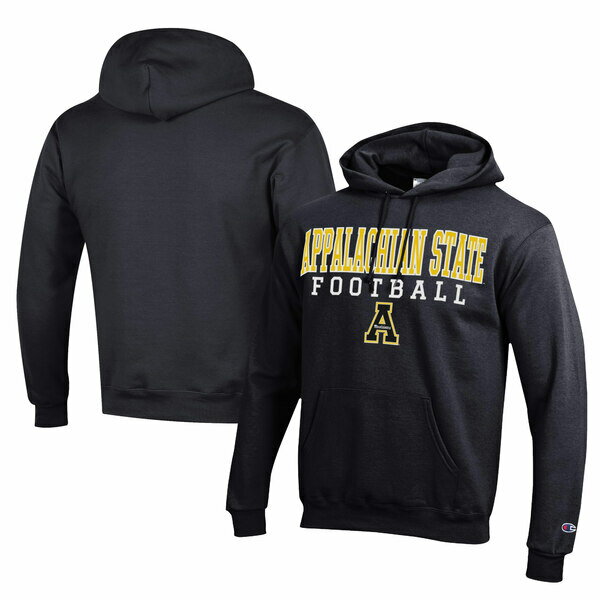 チャンピオン メンズ パーカー・スウェットシャツ アウター Appalachian State Mountaineers Champion Football Eco Powerblend Pullover Hoodie Black