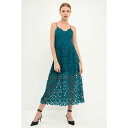 GhX[Y fB[X s[X gbvX Women's Lace Cami Midi Dress Teal