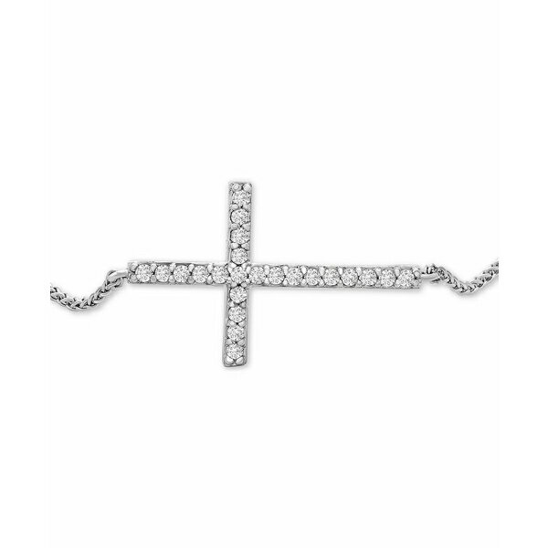 ラップド レディース ブレスレット バングル アンクレット アクセサリー Diamond Sideways Cross Bolo Bracelet (1/6 ct. t.w.) in 14k White Gold, Created for Macy 039 s White Gold