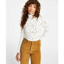 リーバイス レディース カットソー トップス Women's Moon Ribbed Knit Stretchy Turtleneck Top Shayla Floral Gardenia