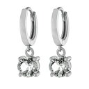 Wj xj[j fB[X sAXCO ANZT[ Fine Crystal 6mm Drop Hoop Earrings in Sterling Silver White