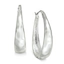 X^CAhR[ fB[X sAXCO ANZT[ Hammered Oval Hoop Earrings, Created for Macy's Silver